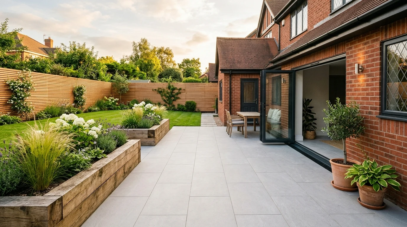 32m² standard family porcelain patio in Woodford SK7